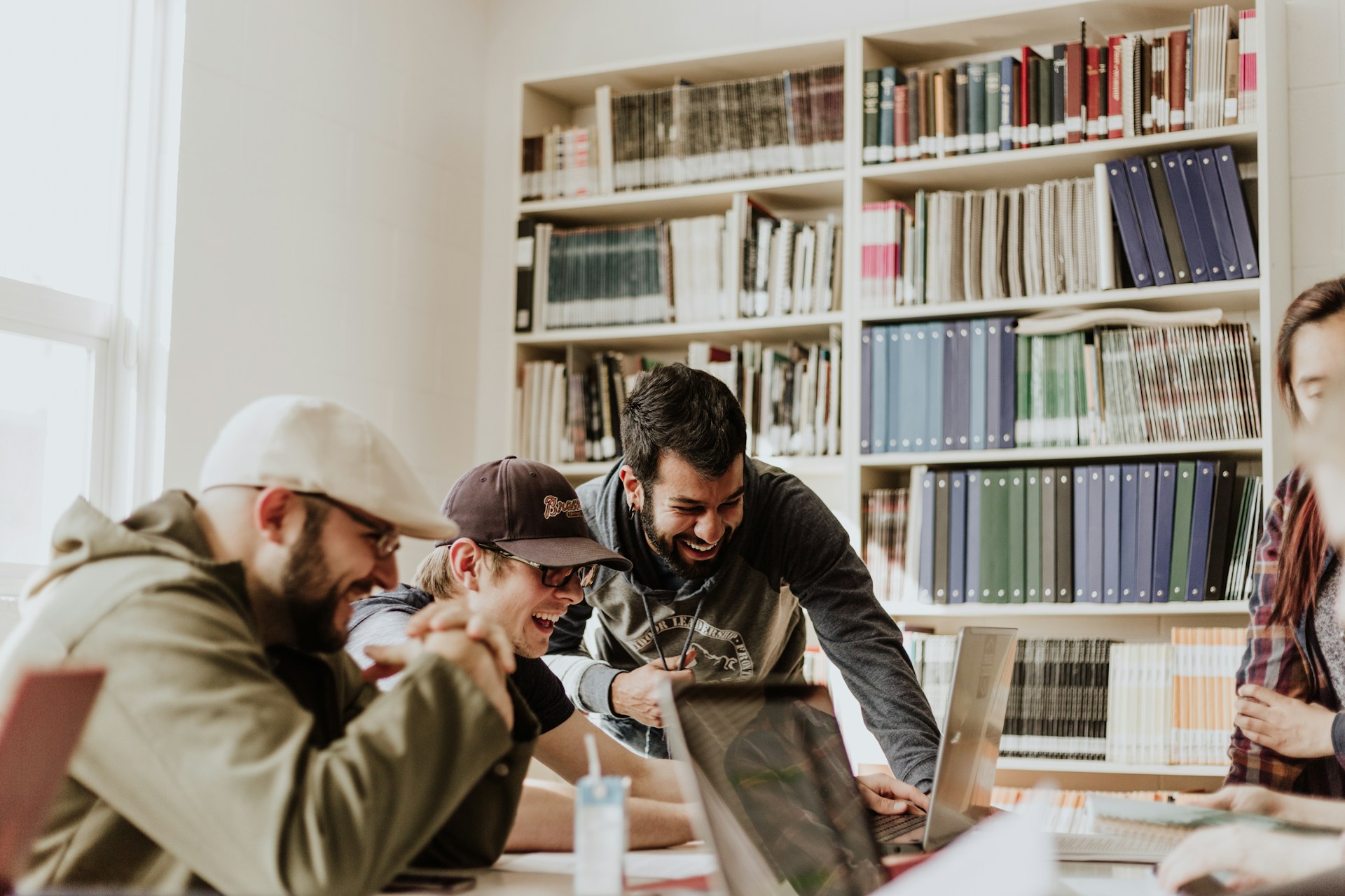 Group working around desk